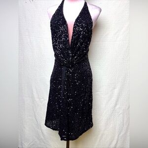 Astr‎ Sparkling Black Backless Dress